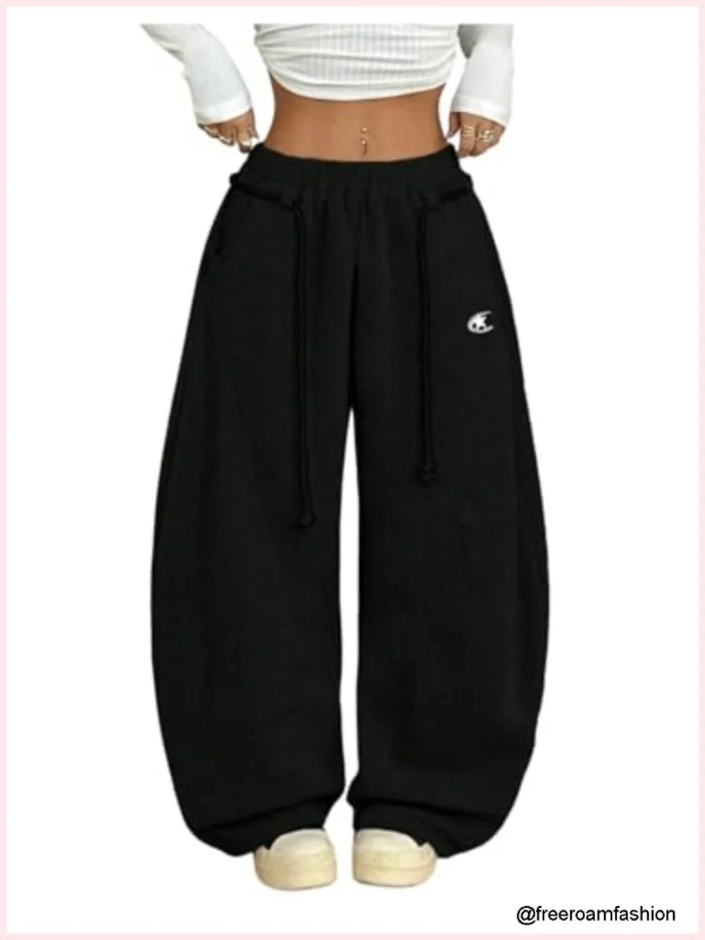Wide Leg Barrel Sweatpants Athletic Baggy with Pockets